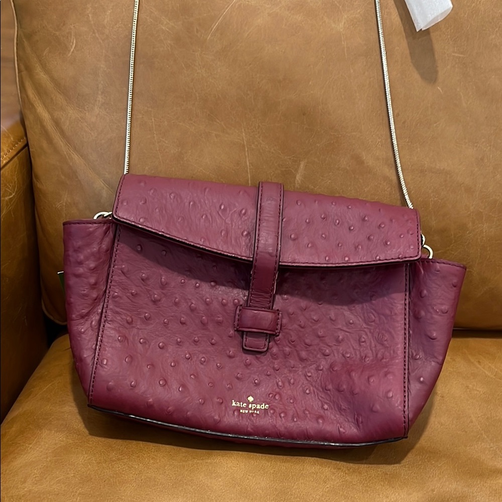 Kate Spade Merlot Crossbody Bag Riverside Street Ostrich Emmie